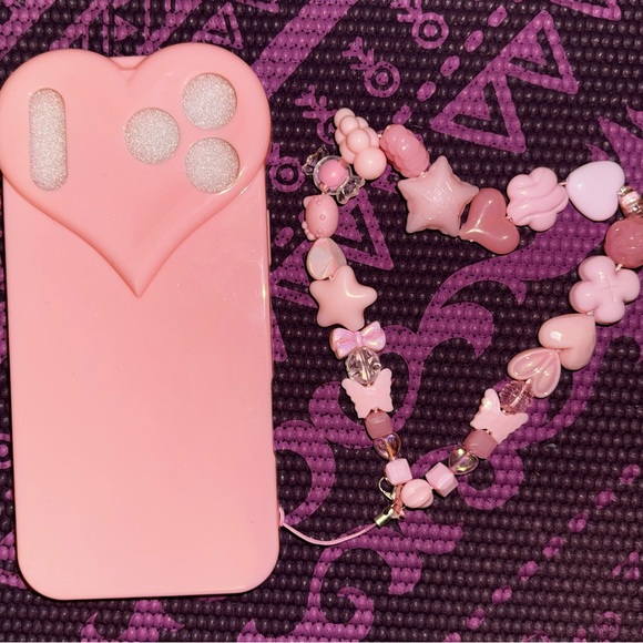 Accessories - Pink Heart iPhone 17 Pro Max Case with Phone Charm